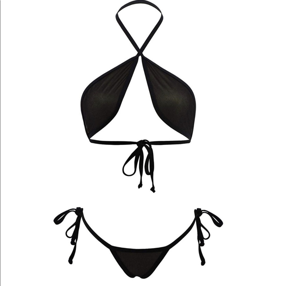 Women Tow Piece Swimsuit High Cut Backless Bikini - Picture 1 of 6